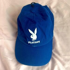Brand new never worn royal blue Playboy white bunny, baseball hat, Dad cap